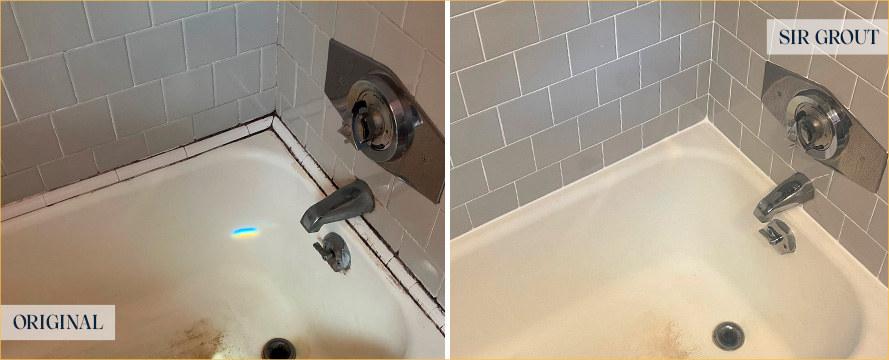 Shower Walls and Seams Before and After a Grout Cleaning in Milton