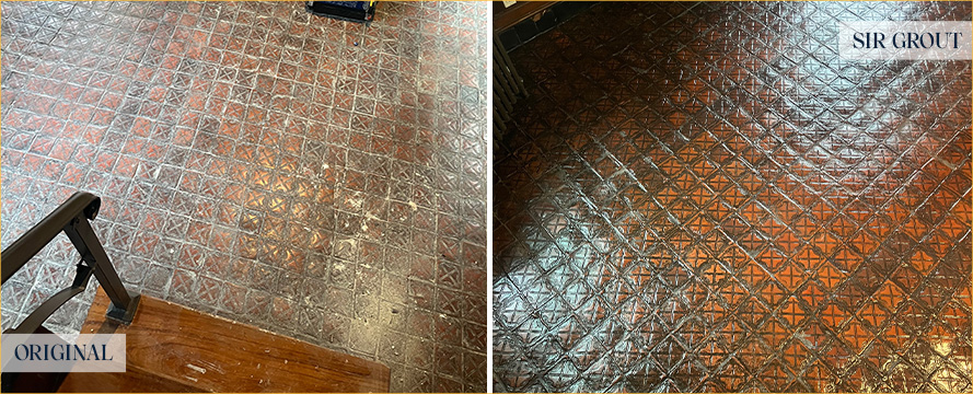 Floor Before and After a Service from Our Tile and Grout Cleaners in Brookline Village